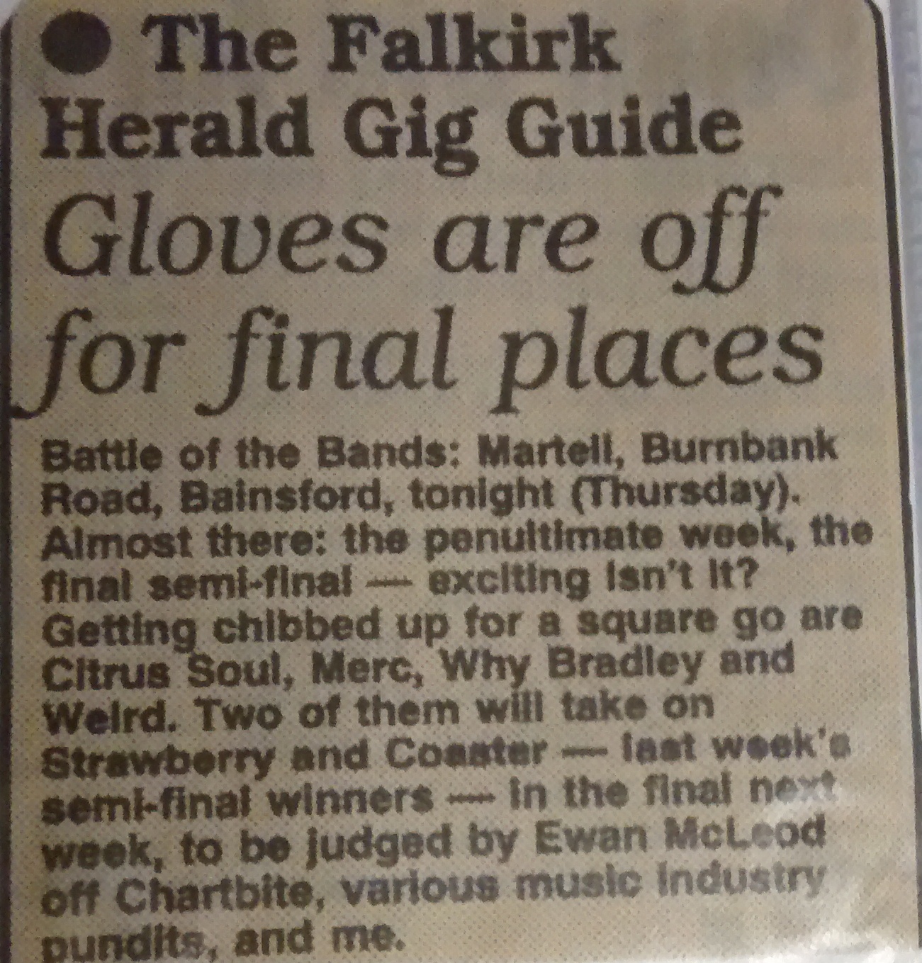 Falkirk Herald clips circa 95/96
